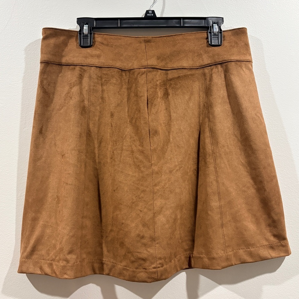 Faux Suede A-Line Skirt Western Chic Size 10 Minimalist
